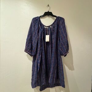 DOEN JULLIEN DRESS AZURE FRENCH PLAID NWT RARE